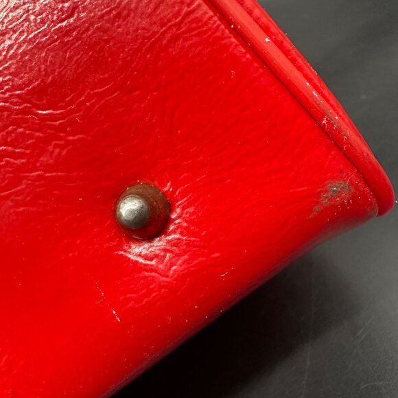 Vintage Purse 1950s Red Vinyl Handbag Mid Century Retro Fashion Accessory As Is - Picture 6 of 15